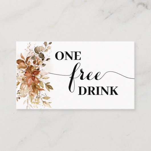Autumn Free Drink Wedding Reception Ticket Card 割引カード (正面)