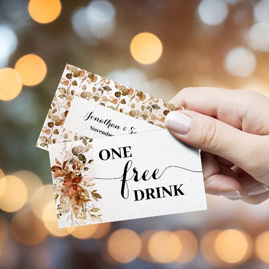 Autumn Free Drink Wedding Reception Ticket Card 割引カード