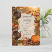 Autumn Fruits with Turkeys Thanksgiving 招待状 (スタンド正面)