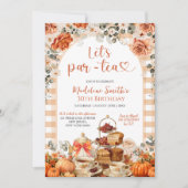 Autumn Gingham Pumpkin Let's ParTea Birthday Party 招待状 (正面)