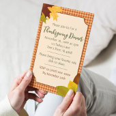 Autumn Gingham Thanksgiving Dinner Invitation ポストカード