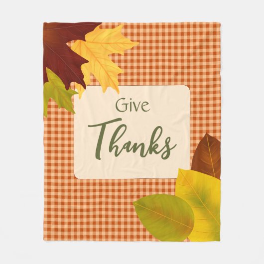 Autumn Gingham Thanksgiving Fleece Blanket フリースブランケット (正面)