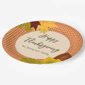 Autumn Gingham Thanksgiving Paper Plates ペーパープレート (アングル)