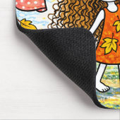 Autumn Girl Cat Clothesline Mouse Pad マウスパッド (コーナー)