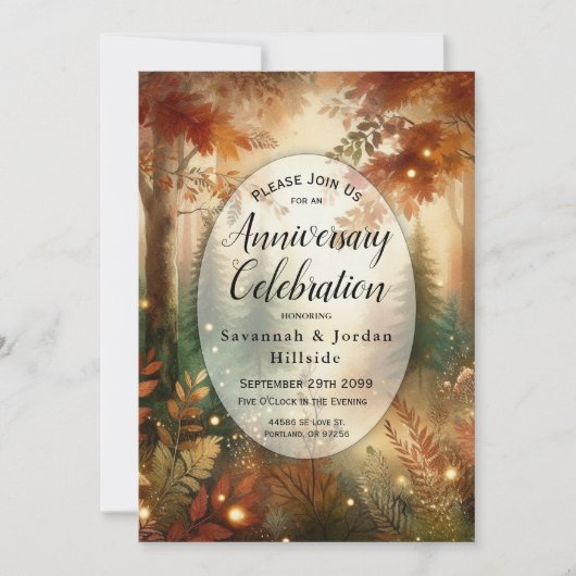 Autumn Glow Enchanted Forest Anniversary Party 招待状 (正面)