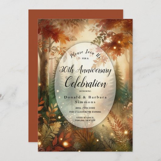 Autumn Glow Enchanted Forest Milestone Anniversary 招待状 (正面/裏面)