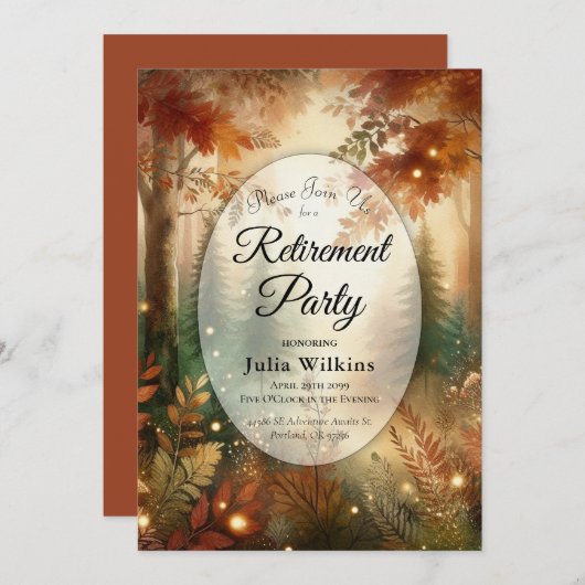 Autumn Glow Enchanted Forest Retirement Party  招待状 (正面/裏面)