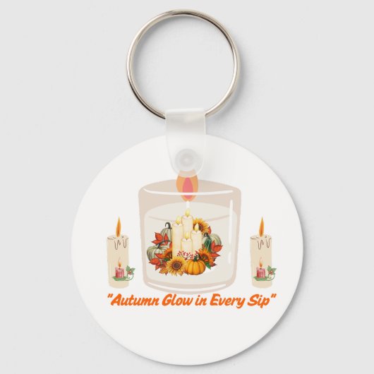 "Autumn Glow in Every Sip – コージーな秋コーヒーマグ" キーホルダー (正面)