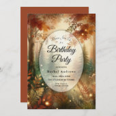 Autumn Glow in the Enchanted Forest Birthday 招待状 (正面/裏面)