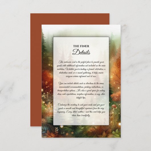 Autumn Glow in the Enchanted Forest Wedding エンクロージャーカード (正面/裏面)