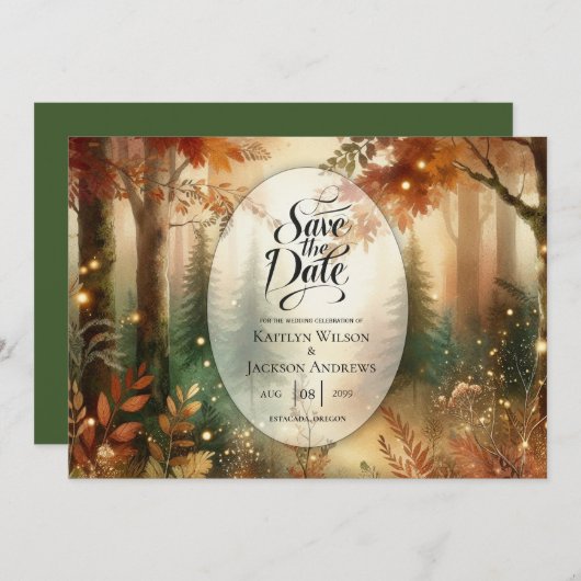 Autumn Glow in the Enchanted Forest Wedding セーブザデート (正面/裏面)