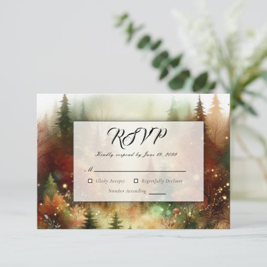 Autumn Glow in the Enchanted Forest Wedding 出欠カード (スタンド正面)