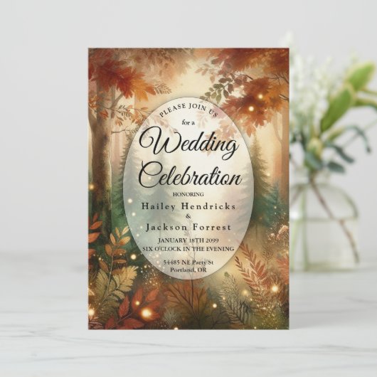 Autumn Glow in the Enchanted Forest Wedding 招待状 (スタンド正面)