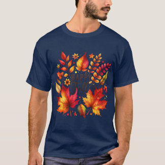 Autumn Glow Watercolor Pumpkins Leaves FallThemed  Tシャツ