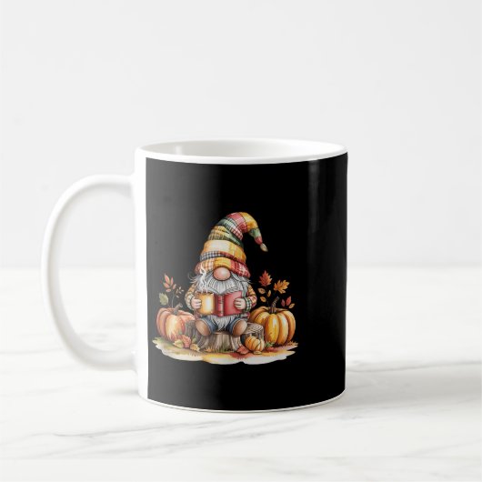 Autumn Gnome Reading Book With Pumpkins Fall Tank コーヒーマグカップ (左)