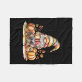 Autumn Gnome Reading Book With Pumpkins Fall Tank フリースブランケット (正面(横))