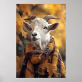 Autumn Goat Art Print, Rustic Fall ポスター (正面)