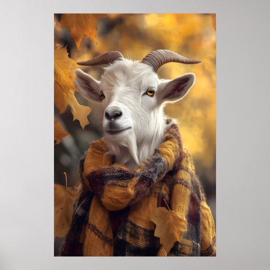 Autumn Goat Art Print, Rustic Fall ポスター (正面)