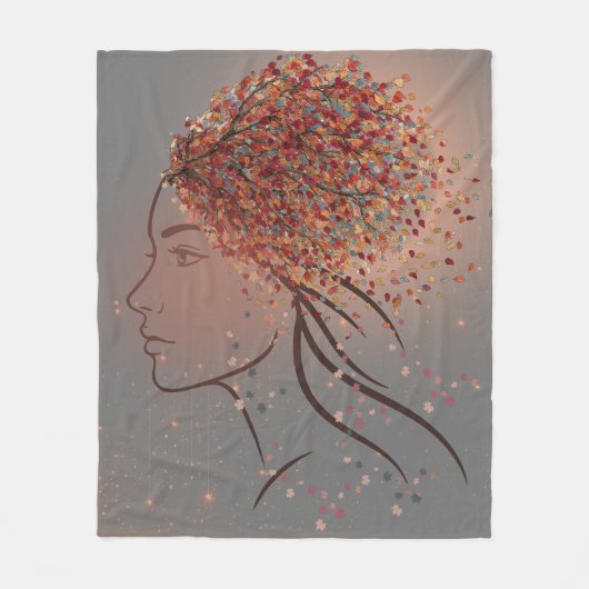 Autumn Goddess – Feminine Seasonal Art フリースブランケット (正面)