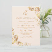 Autumn Gold Leafs | Botanical Wedding  招待状 (スタンド正面)