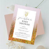 Autumn Grass Meadow Elegant Fall Baby Shower 招待状