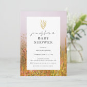 Autumn Grass Meadow Elegant Fall Baby Shower 招待状 (スタンド正面)