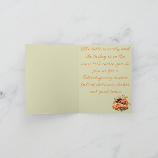 Autumn Gratitude, Thanksgiving invitation カード (内部)