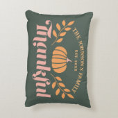 Autumn Green Pink Orange Thankful Family アクセントクッション (裏面(縦))