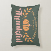 Autumn Green Pink Orange Thankful Family アクセントクッション (正面(垂直))