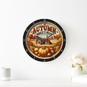 Autumn Greetings Tractor  ラージ壁時計 (ホーム)