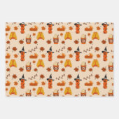 Autumn & Halloween Cozy Pattern ラッピングペーパーシート (正面3)