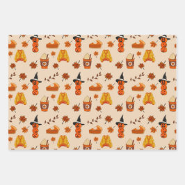 Autumn & Halloween Cozy Pattern ラッピングペーパーシート