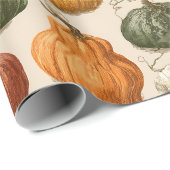 Autumn Halloween Pumpkin Vintage  ラッピングペーパー (ロールコーナー)