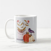 Autumn Harmony – Cozy Fall Crow and Pumpkins  コーヒーマグカップ (左)