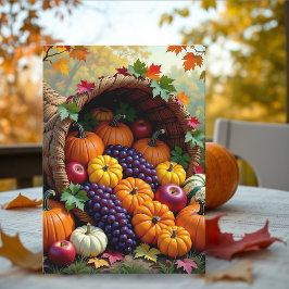 Autumn Harvest and Blessings Cornucopia  カード