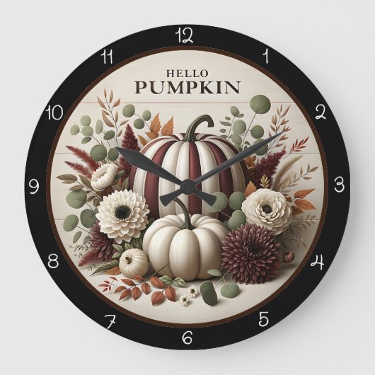 Autumn Harvest 'Hello Pumpkin'  ラージ壁時計 (正面)