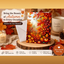Autumn Harvest Leaves & Berries インビテーション | エレガ