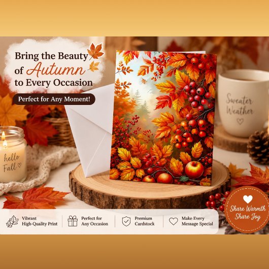 Autumn Harvest Leaves & Berries インビテーション | エレガ