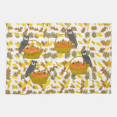 Autumn Harvest Owl & Pumpkin Kitchen Towel  キッチンタオル (横)