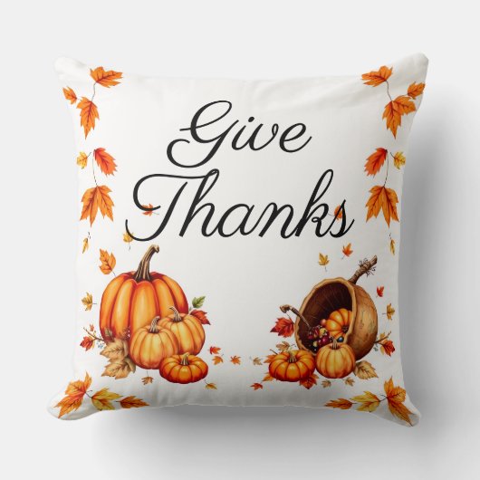 Autumn Harvest Pumpkin Throw Pillow クッション (正面)