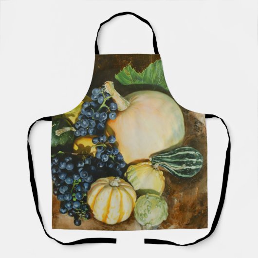 Autumn Harvest Still Life with Pumpkins, Gourds エプロン (正面)