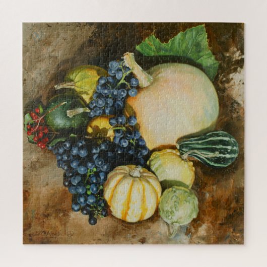Autumn Harvest Still Life with Pumpkins, Gourds ジグソーパズル (縦)