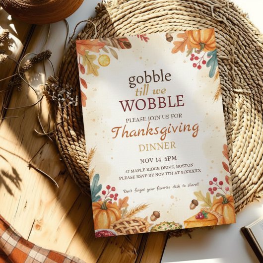 Autumn Harvest Thanksgiving Dinner Invitation 招待状