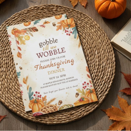 Autumn Harvest Thanksgiving Dinner Invitation 招待状