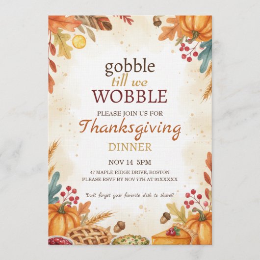 Autumn Harvest Thanksgiving Dinner Invitation 招待状 (正面)