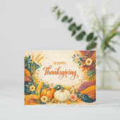 Autumn Harvest Thanksgiving Pumpkin Illustration シーズンポストカード (スタンド正面)