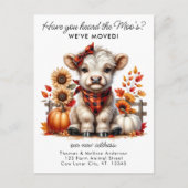 Autumn Highland Cow New Address We've Moved Moving 案内ポストカード (正面)