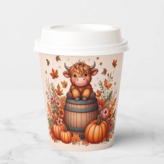 Autumn Highland Cow Paper cup 紙コップ (正面)