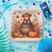 Autumn Highland Cow Paper Plates  ペーパープレート (パーティー)