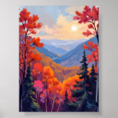 Autumn Hills | 水彩画の紅葉 ポスター (正面)